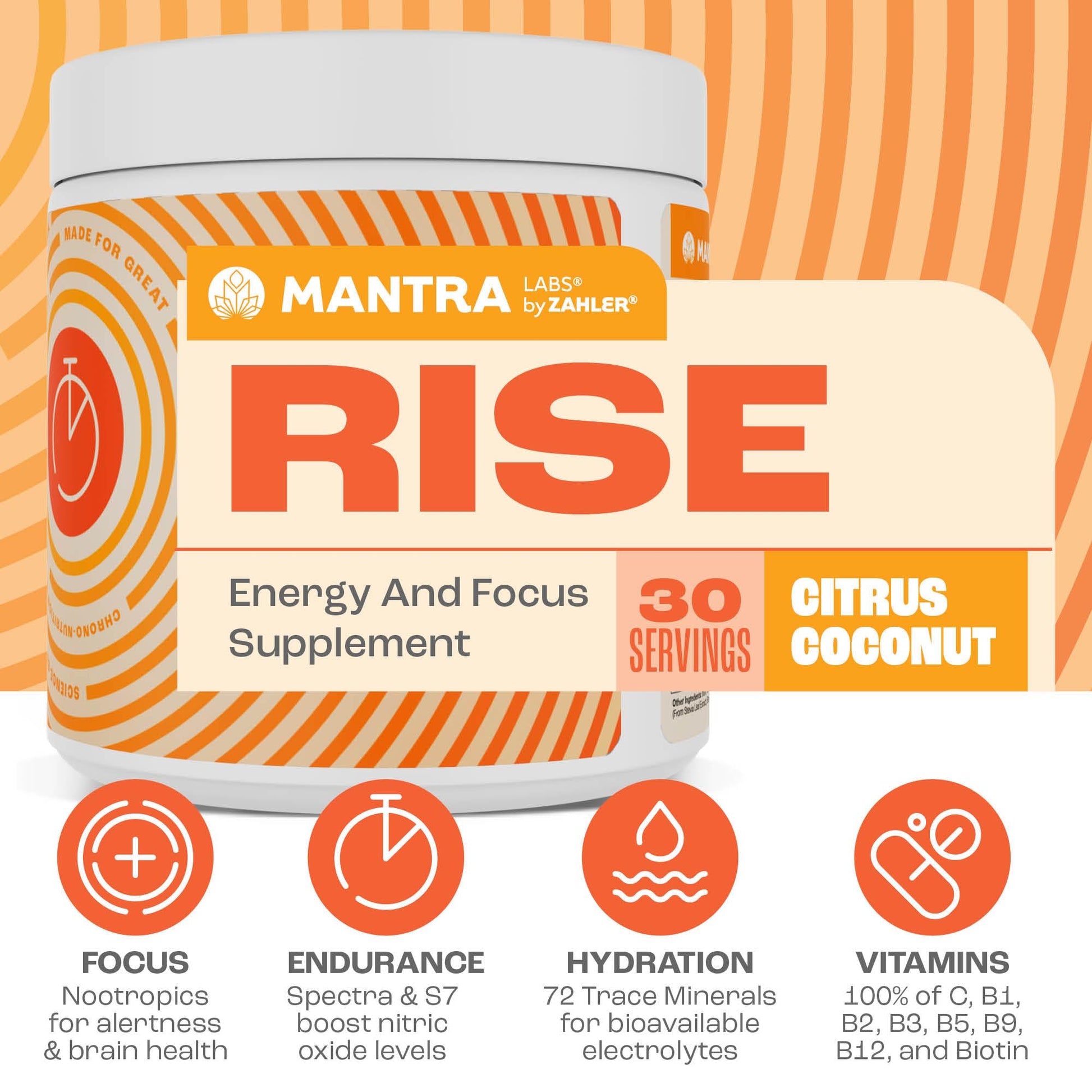 Zahler Mantra Rise, The Energy and Focus Supplement, Citrus Coconut Flavored, 30 Servings. Zahler buy australia supplements