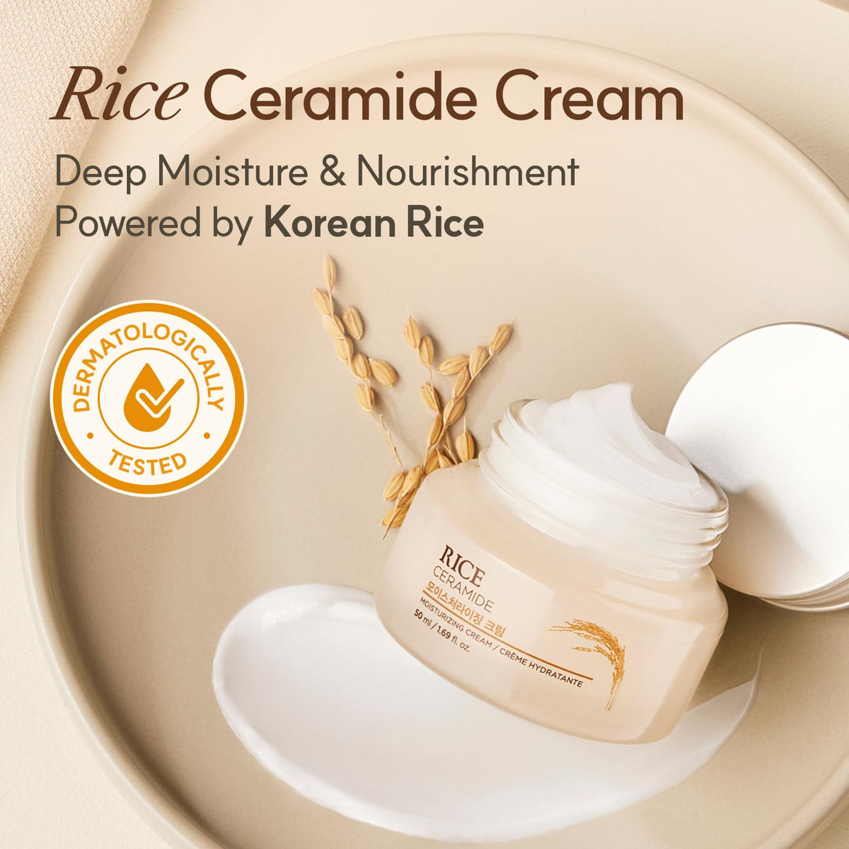 THE FACE SHOP Rice Ceramide Moisturizing Cream, Lightweight, 1.69 fl. oz. The Face Shop