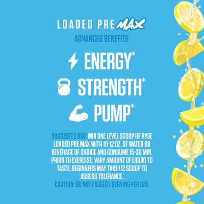 Ryse Loaded Pre Max Pre Workout Powder - Orange Cream - 300mg Dual-Phase Caffeine for Sustained Energy for Men & Women - L-Citrulline, PeptiPump & Alpha-GPC for Power, Pumps & Focus - 25 Servings