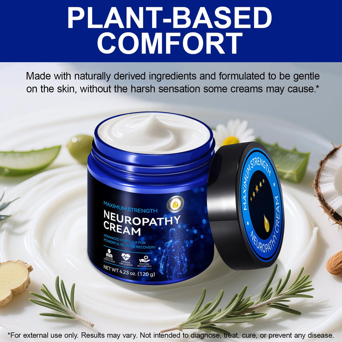 USBSREGARDS Neuropathy Cream Extra Strength Nerve Cream for Feet, Legs, Neck, Back, Hands, Body – Lightweight, Plant-Based Formula with Cooling Comfort, 4 oz 1Pack USBSREGARDS