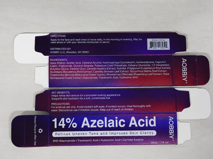 AOBBIY Azelaic Acid Cream for Face, Facial Moisturizer for Smoother-Looking Skin, 1 oz AOBBIY