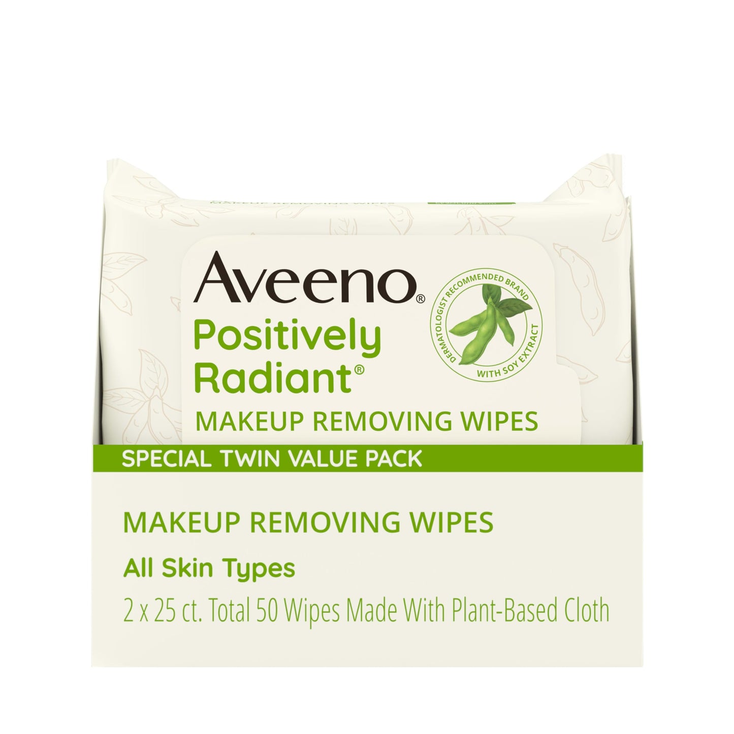 Aveeno Positively Radiant Makeup Remover Wipes, Oil Free, Alcohol Free, Non-Comedogenic Facial Cleansing Wipes, Gentle Face Wipes for Sensitive Skin Aveeno