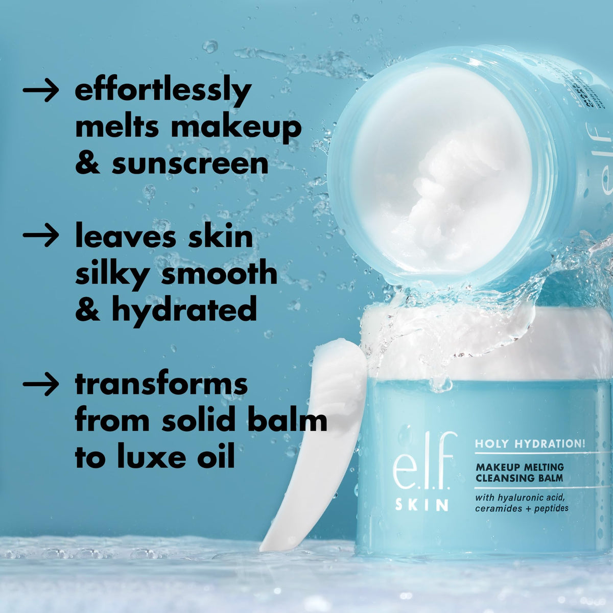 e.l.f. SKIN Holy Hydration! Makeup Melting Cleansing Balm, Face Cleanser & Makeup Remover, Infused with Hyaluronic Acid to Hydrate Skin e.l.f.
