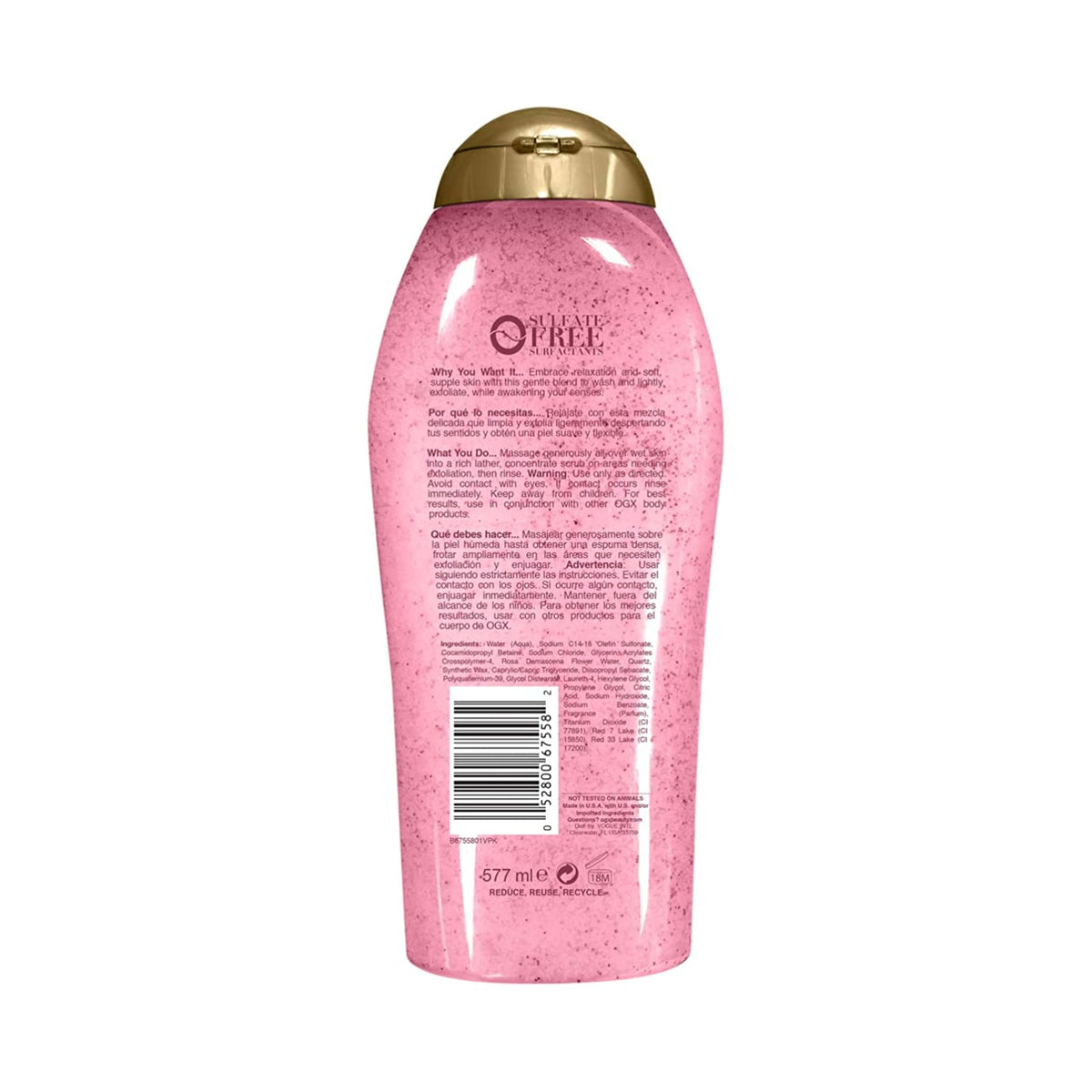 OGX Sensitive + Rose Water & Pink Sea Salt Body Scrub, 19.5 fl oz OGX