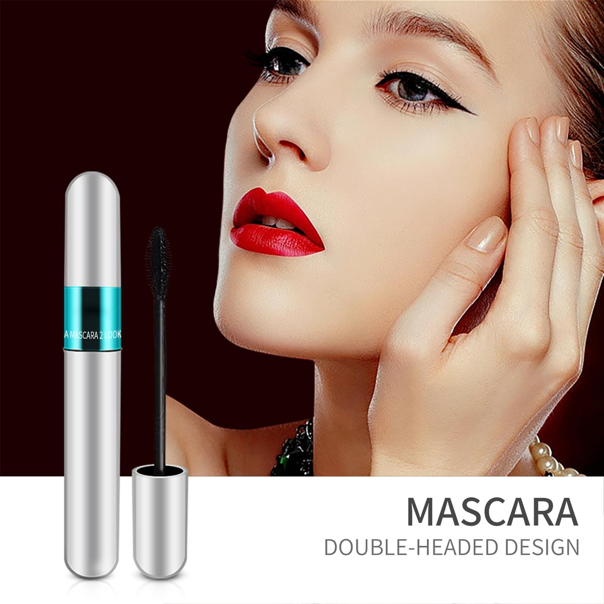 2 Pack 2 in 1 5x Longer Washable Mascara, Waterproof Lash Cosmetics Natural KUNSHNBEI