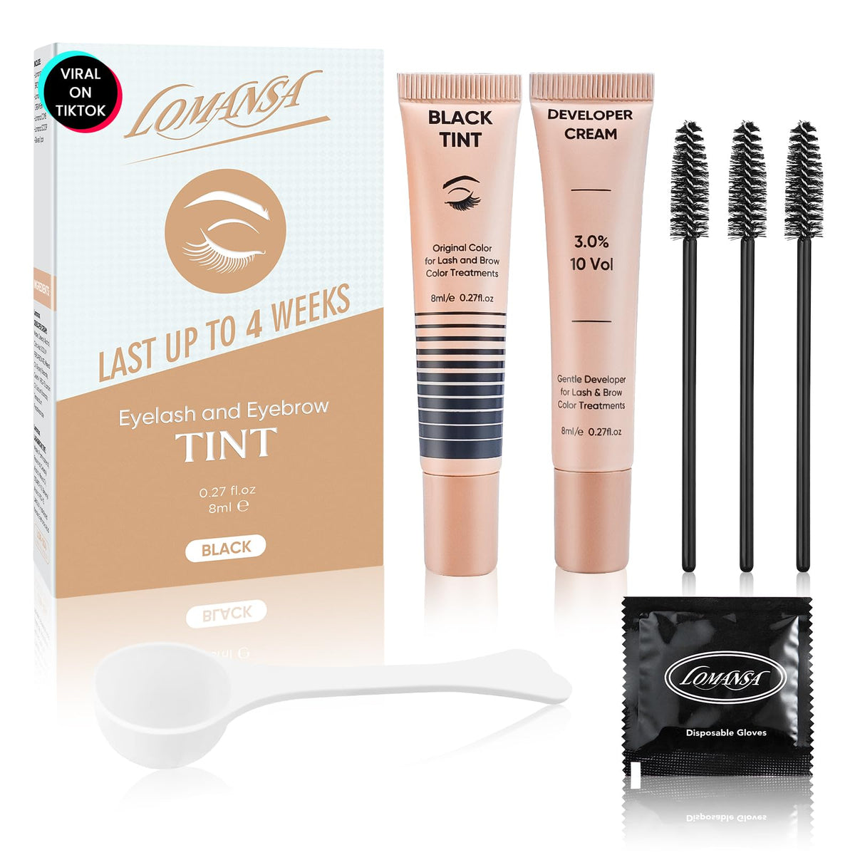 Lomansa Lash Color Kit, Black Eyelash Color Kit with Natural Results, 8 ml Lomansa
