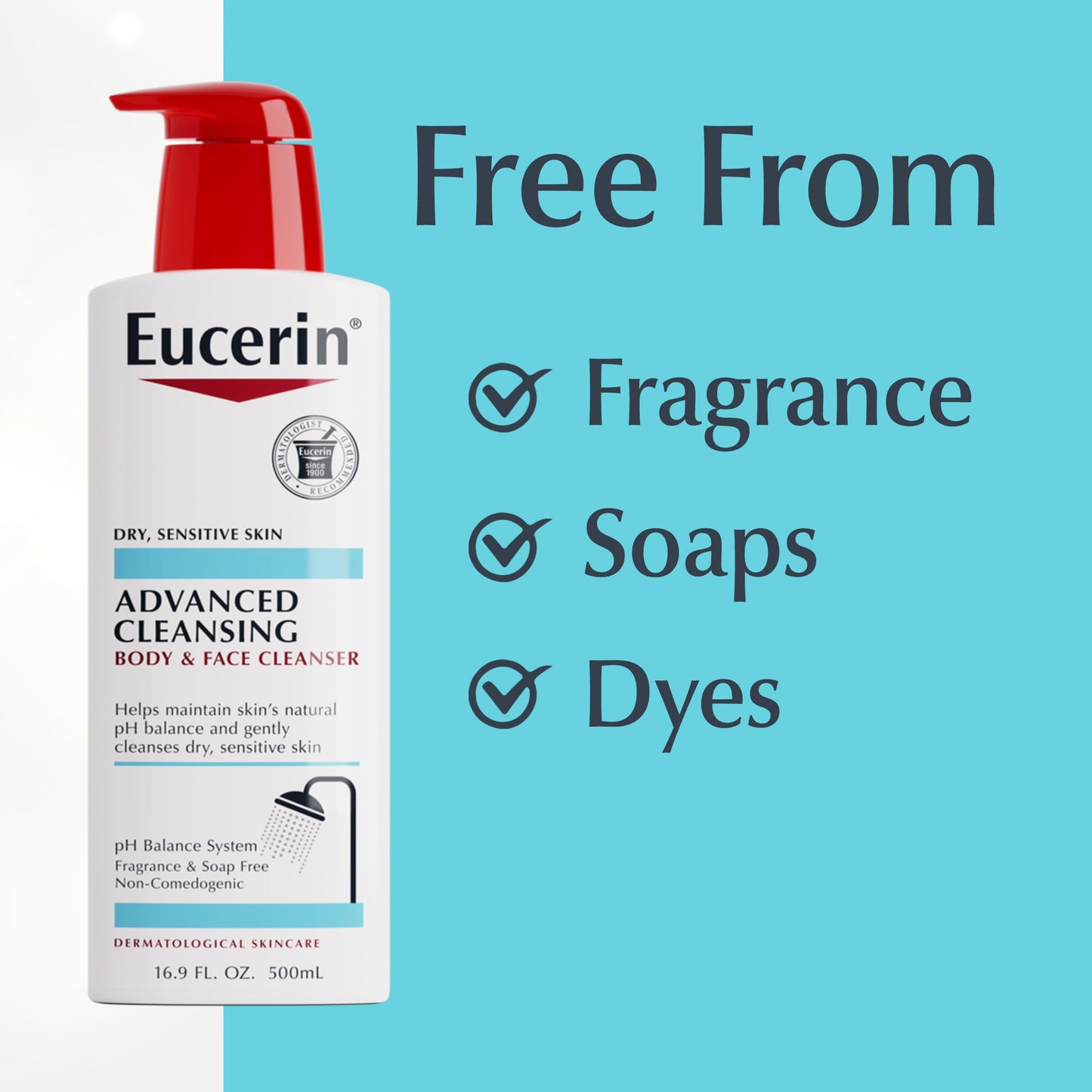 Eucerin Advanced Cleansing Body & Face Cleanser - Fragrance & Soap Free for Dry, Sensitive Skin - 16.9 fl. oz Bottle Eucerin
