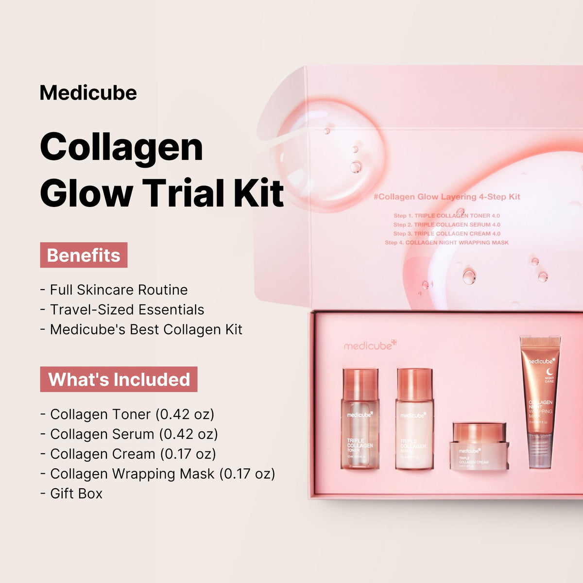 medicube Glass Skin Collagen Trial Kit - Mini Skincare Set medicube