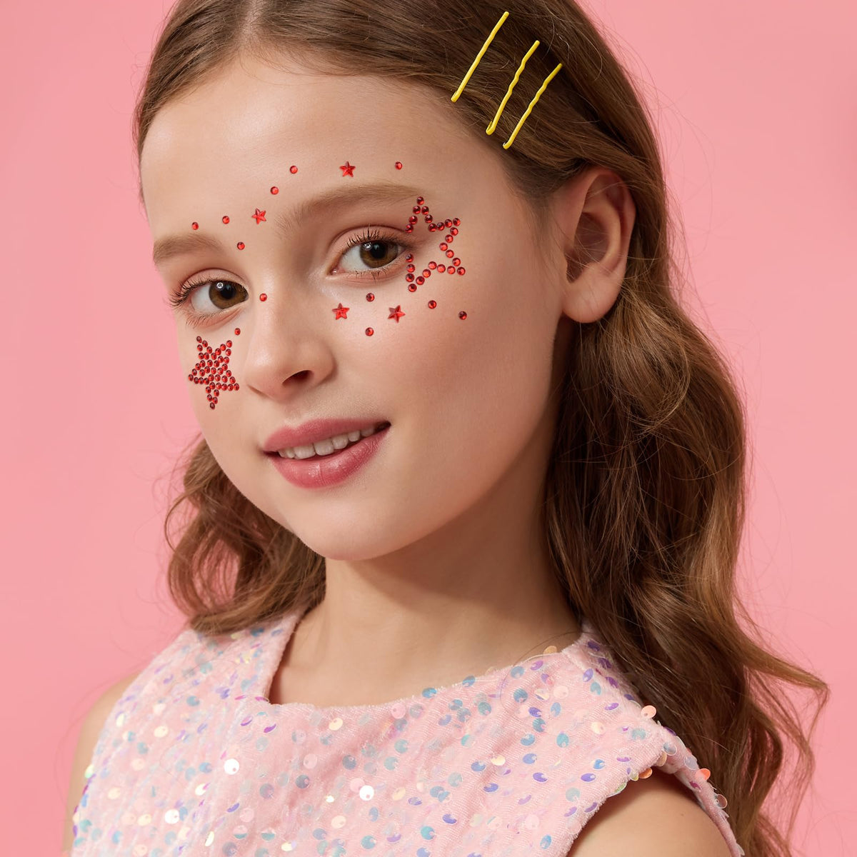 Teenitor 4th of July Star Face Gems, Self Adhesive Face Jewels for Women, Gem Stickers Face Rhinestones, Star Rhinestone Stickers 4th of July Accessories Teenitor
