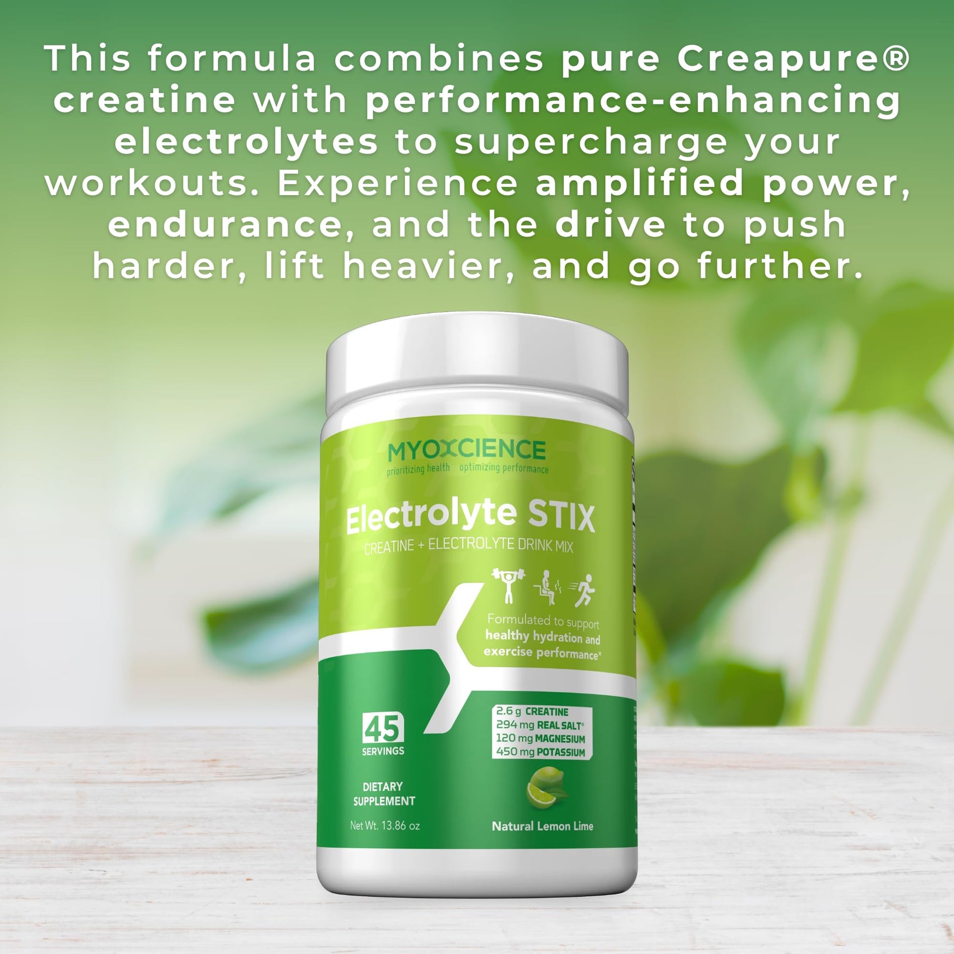 MYOXCIENCE Electrolyte STIX | Creatine Electrolyte Powder | Recovery from Exercise & Muscle Development w/Real Salt (Lemon Lime Flavor) (Jar 45 ct) MYOXCIENCE buy australia supplements