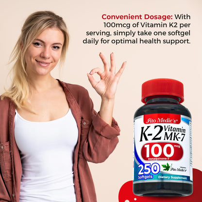 FITO MEDIC'S Lab | Vitamin k2 | k2 Vitamin Supplement | Vitamin k | 250 softgels | 100 mcg | FITO MEDIC'S