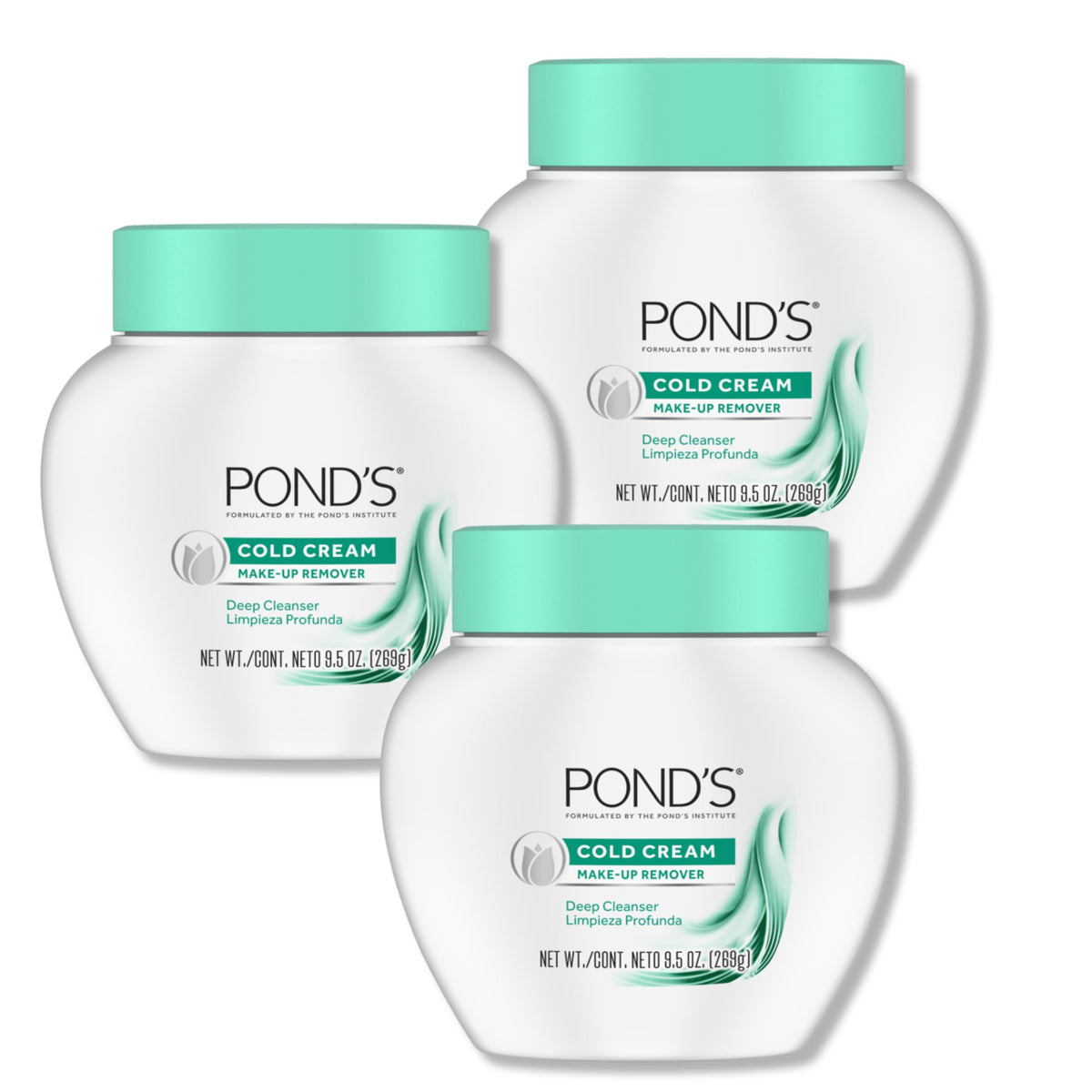 POND'S Cold Face Cream, Skin Care Facial Cleanser for All Skin Types, Deep Moisturizing Face Wash & Makeup Remover, 9.5 oz, 3 Pack POND'S