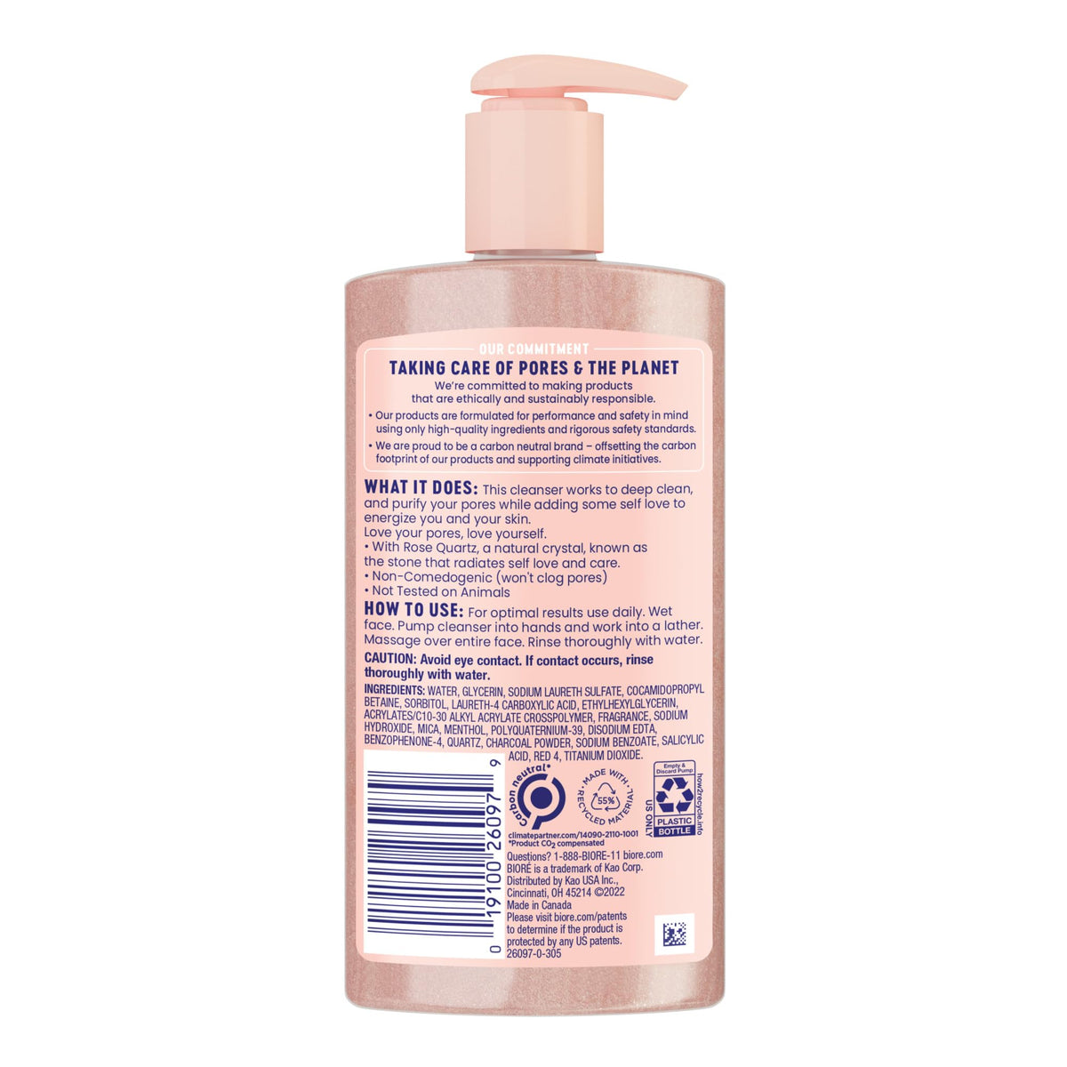 Bioré Rose Quartz + Charcoal Daily Purifying Cleanser Bioré