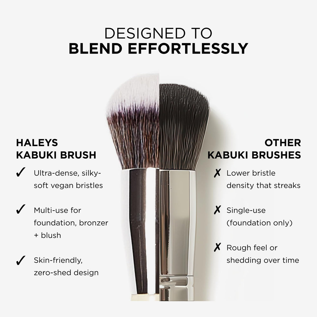 Haleys Kabuki Foundation Brush, Soft Bristles, Seamless Blending, Vegan HALEYS