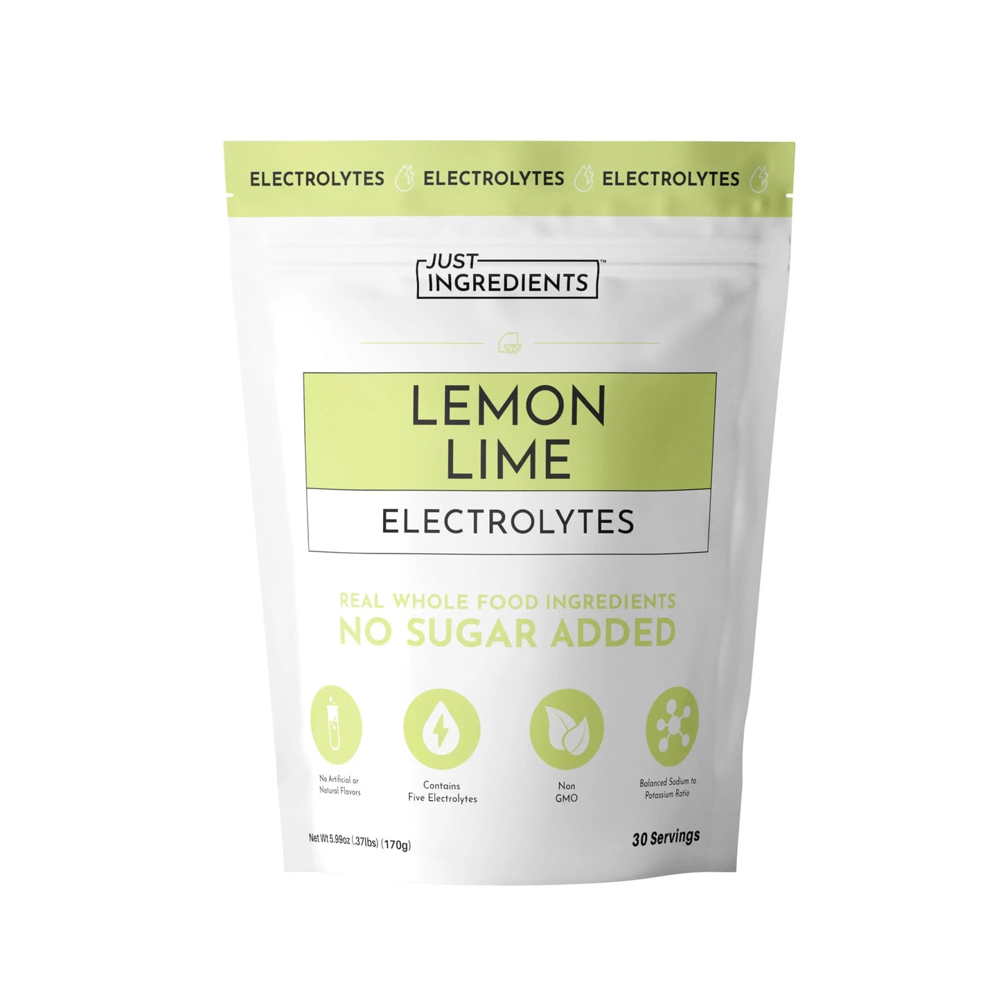 Lemon Lime Electrolytes – 30‑Serving Hydration Drink Mix with Coconut Water, Sea Salt, and Trace Minerals – Supports Energy, Recovery, and Electrolyte Balance* JUST INGREDIENTS