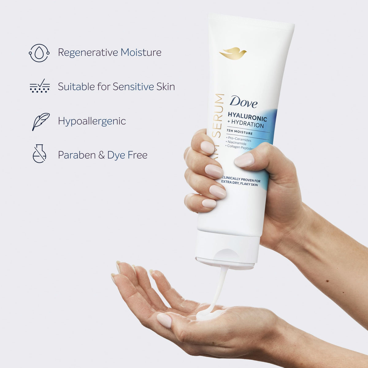 Dove Body Cream Serum Hyaluronic + Hydration for Extra Dry, Flaky Skin 8oz Dove