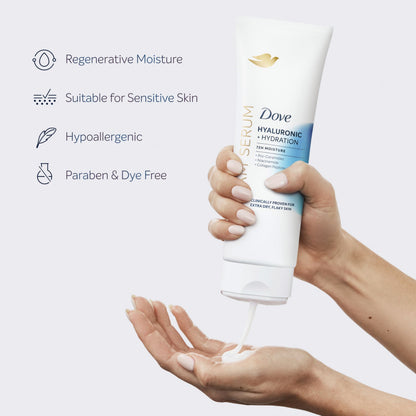 Dove Body Cream Serum Hyaluronic + Hydration for Extra Dry, Flaky Skin 8oz Dove