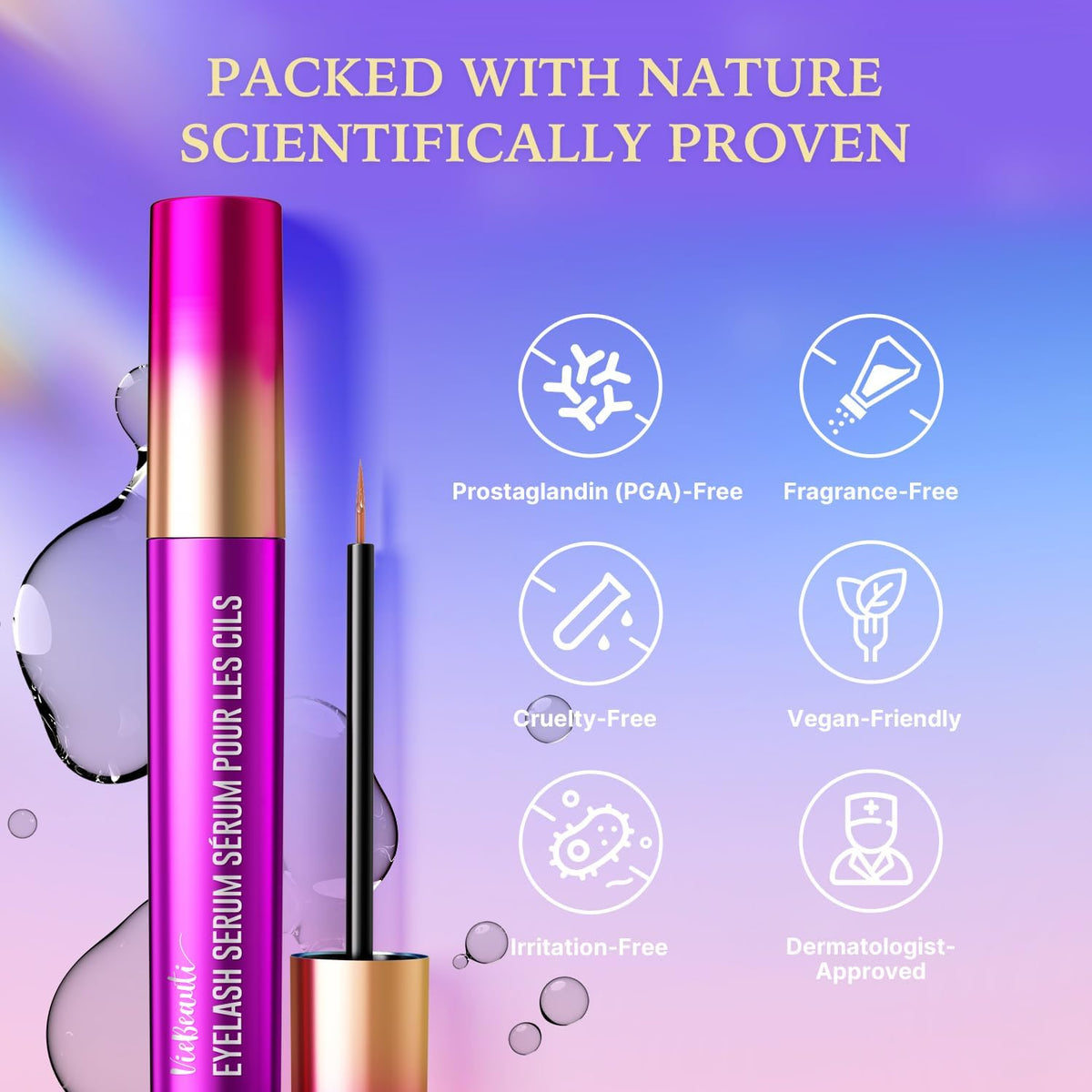 VieBeauti EyeLash Growth Serum for Longer Fuller Thicker Looking Lashes 3mL VieBeauti