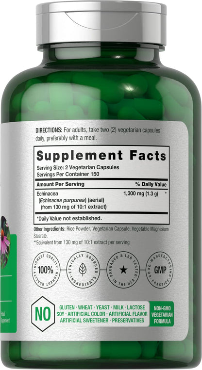 Horbäach Echinacea Extract Capsules | 300 Count | Vegan, Non-GMO, Gluten Free Supplement Horbäach