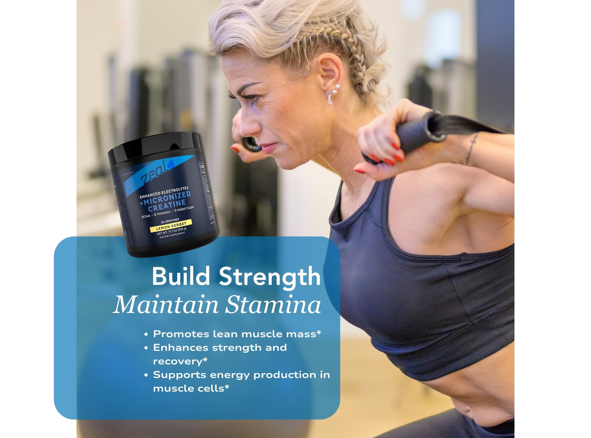 Zeal Naturals Creatine with Electrolytes & Brain Health Nootropics - 30 Servings | Women's Support for Energy, Strength, Focus, & Hydration with B Vitamins | Lemon Sorbet | Zero Sugar No Bloat Formula Zeal Naturals buy australia supplements