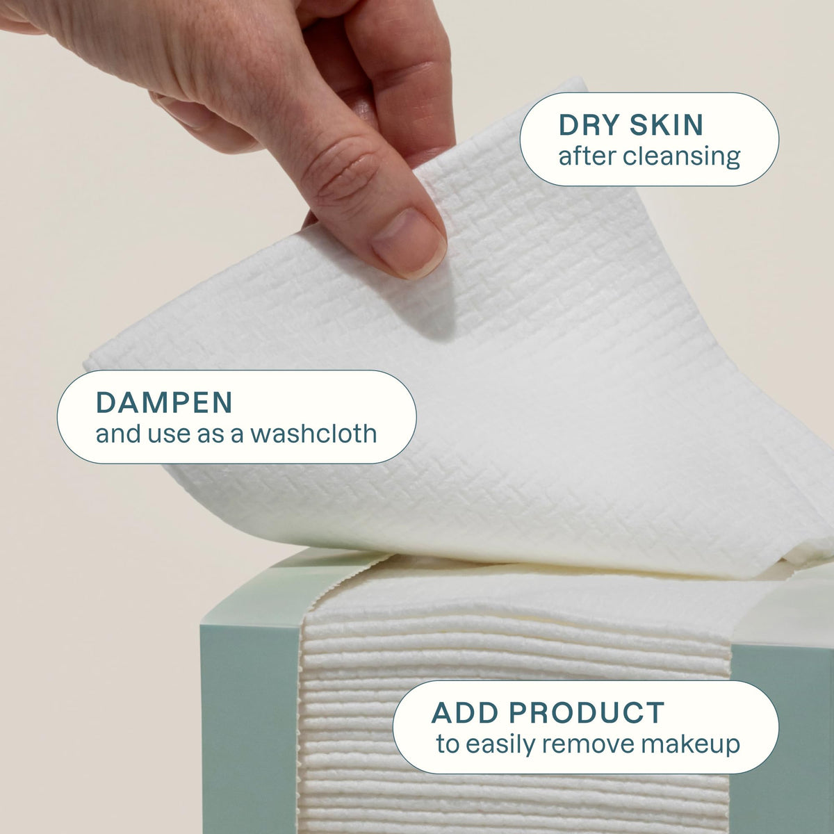 Cliganic Clean Face Towels XL, Disposable, Ultra-Absorbent, Hypoallergenic & Soft - Makeup Remover Dry Wipes, Pamper Your Face, Feel Fresh & Radiant, Hygienic Towelettes, for All Skin Types (50 Ct) Cliganic