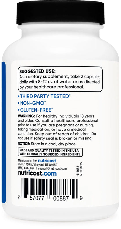Nutricost HMB (Beta-Hydroxy Beta-Methylbutyrate) 1000mg (120 Capsules) - 500mg Per Capsule, 60 Servings - Gluten Free and Non-GMO Nutricost