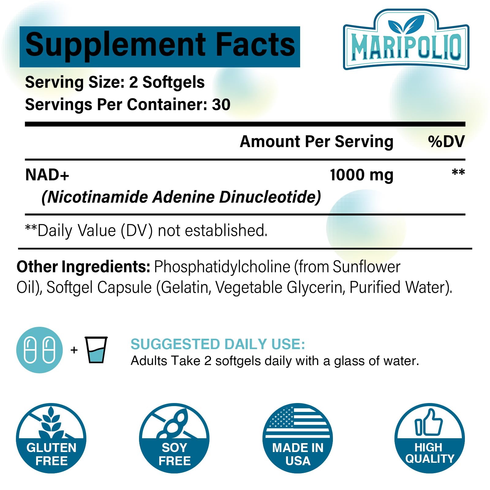 Maripolio Liposomal NAD+ 1000 mg Supplement | High Bioavailability Liposomal Delivery | Cellular Energy & Wellness Support | Pure NAD+ Dietary Supplement for Men,Women, 60 Softgels Maripolio buy australia supplements
