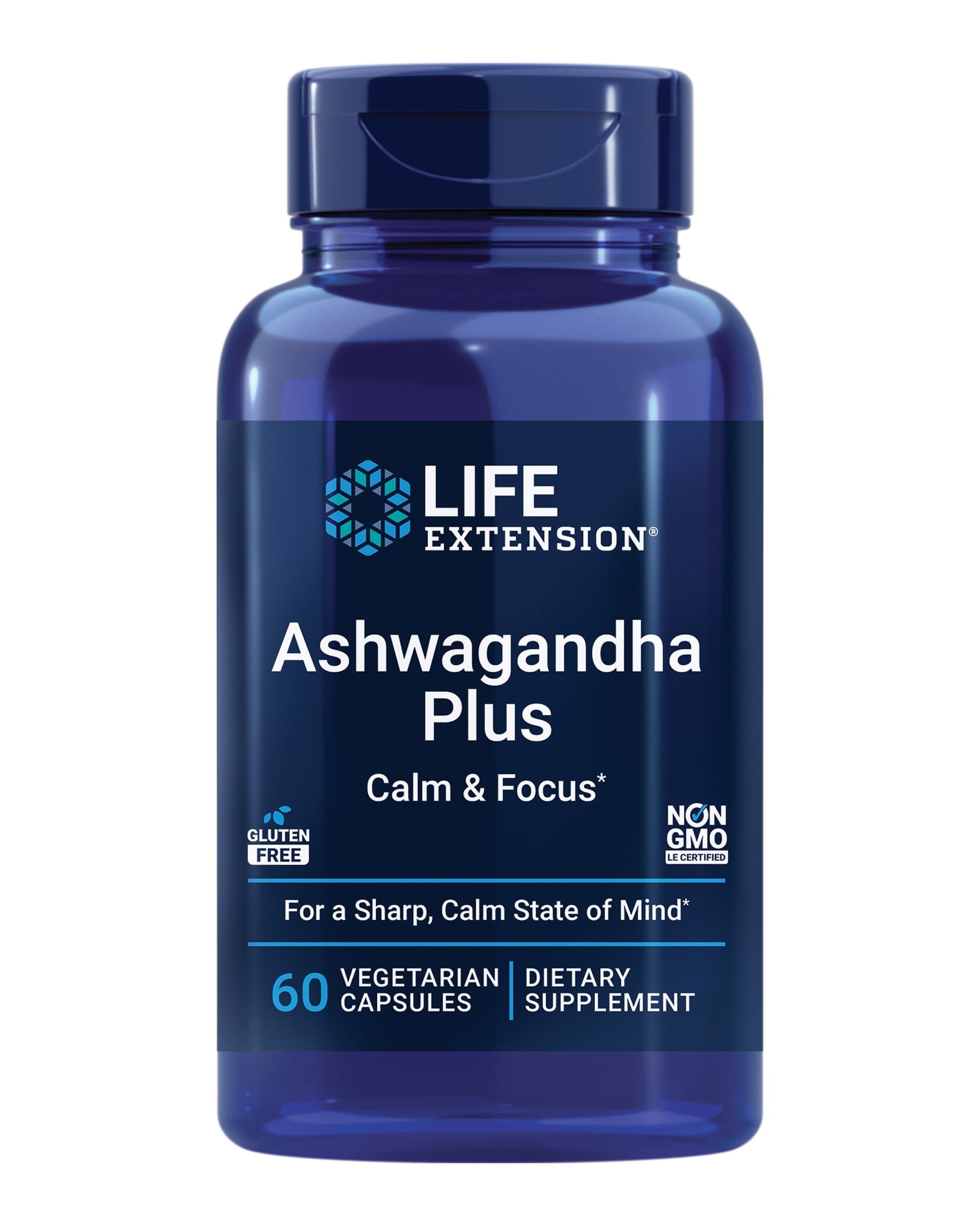 Life Extension Ashwagandha Plus Calm & Focus, ashwagandha Extract, Spearmint Extract, Focus, Attention, Relaxation, Advanced Formula, 60 Vegetarian Capsules Life Extension buy australia supplements