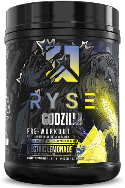 RYSE Godzilla X Noel Deyzel Pre Workout Powder - Monsterberry Lime - 400mg Caffeine, High Stim Pre-Workout for Men & Women with Citrulline & Beta Alanine - Energy, Pump & Focus - 20/40 Servings