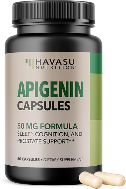 Apigenin Capsules 50mg, 60 Count, Sleep & Cognitive Support Supplement | Melatonin-Free Sleep Support, Chamomile Flavonoid for Relaxation & Cognitive Function, Vegan, Non-GMO, 2-Month Supply Gsupps Australia