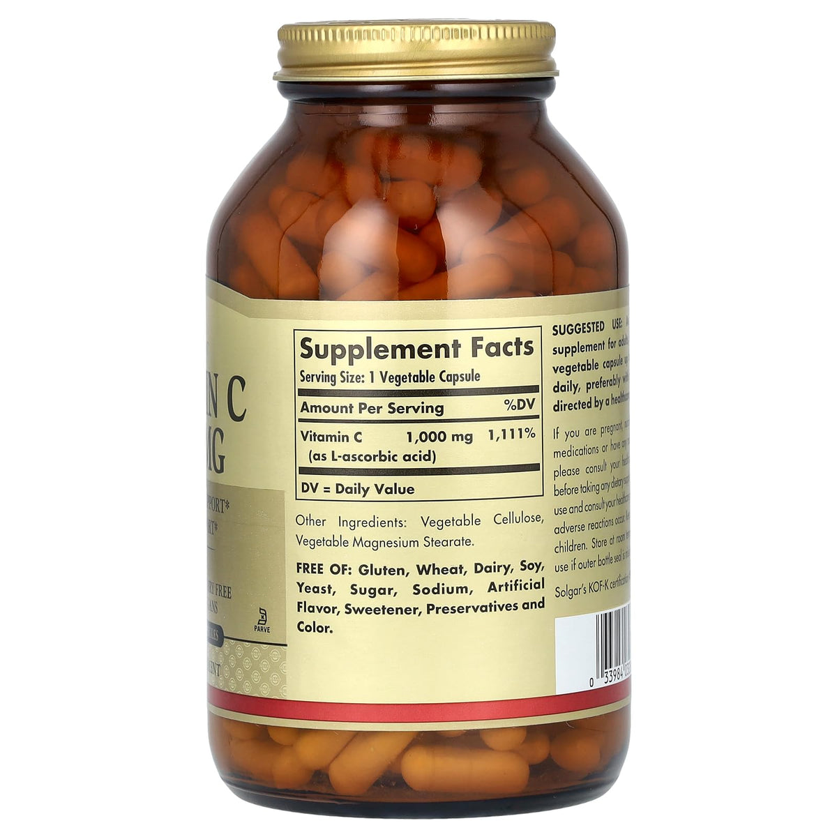 Solgar Vitamin C 1000 mg, 250 Vegetable Capsules - Antioxidant & Immune Support - Overall Health - Healthy Skin & Joints - Bioflavonoids Supplement Solgar