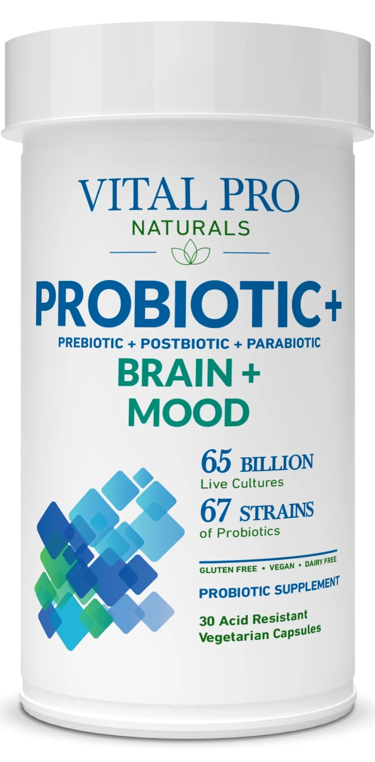 Vital Pro Naturals - Brain & Mood Probiotics + Prebiotics, Postbiotics, Parabiotics, 4-in-1 Health Supplement for Adults, High Potency, 67 Strains, Digestive, Brain and Immune Health, 30 ct Vital Planet buy australia supplements