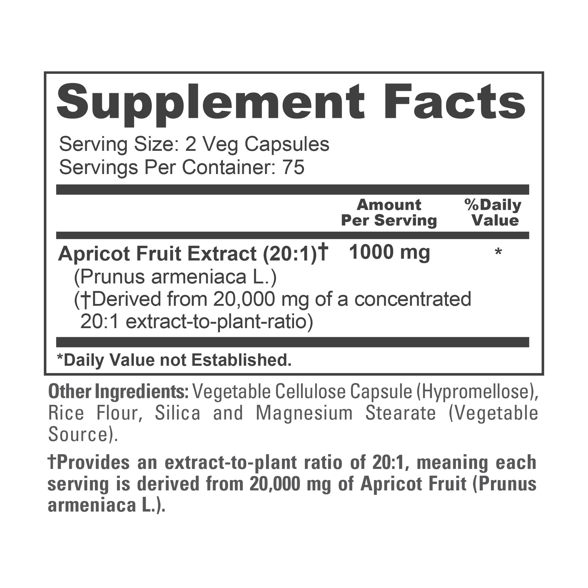 NusaPure Apricot 20:1 Extract, 1000 mg Equivalent to 20,000mg 150 Veggie Capsules (Vegan, Non-GMO) NusaPure buy australia supplements