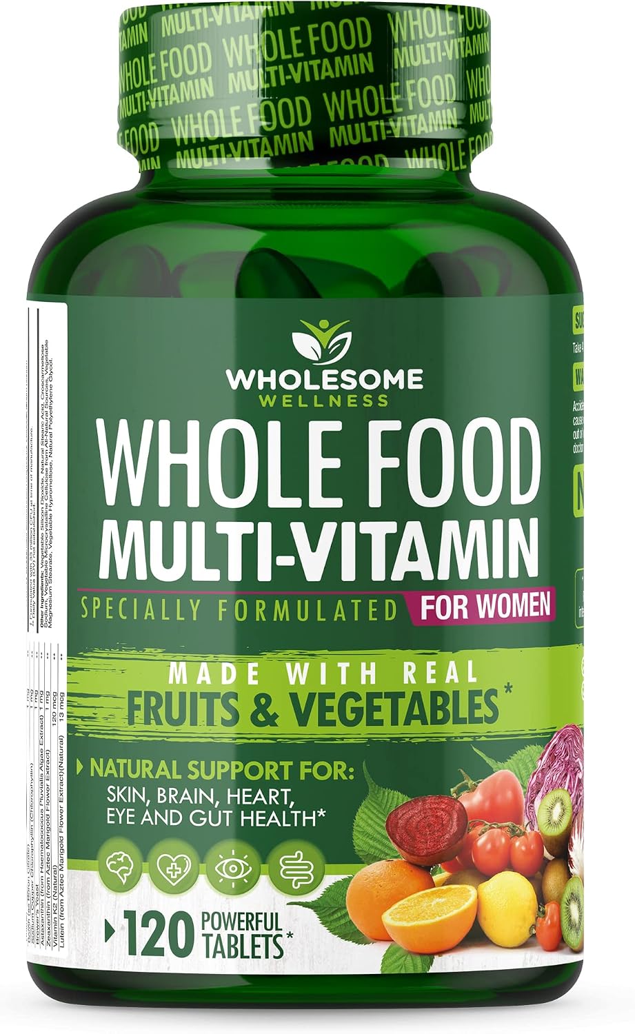 Wholesome Wellness Whole Food Multivitamin for Women - Natural Multi Vitamins, Minerals, Organic Extracts - 120 Tablets Gsupps Australia