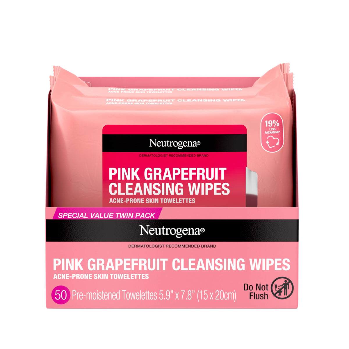 Neutrogena Makeup Remover Towelettes, Pink Grapefruit, 2 x 25 ct Neutrogena