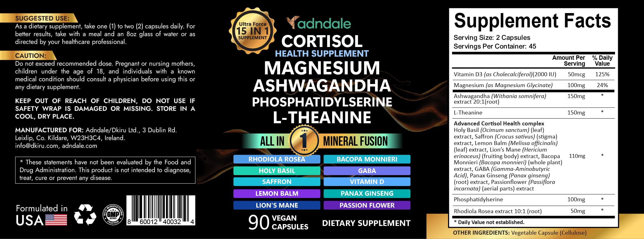 Adndale Cortisol Supplements for Women. Cortisol Reducer 14-in-1 Ashwagandha Supplement with Magnesium Glycinate, L-Theanine & More. 90 Capsules. Adndale buy australia supplements