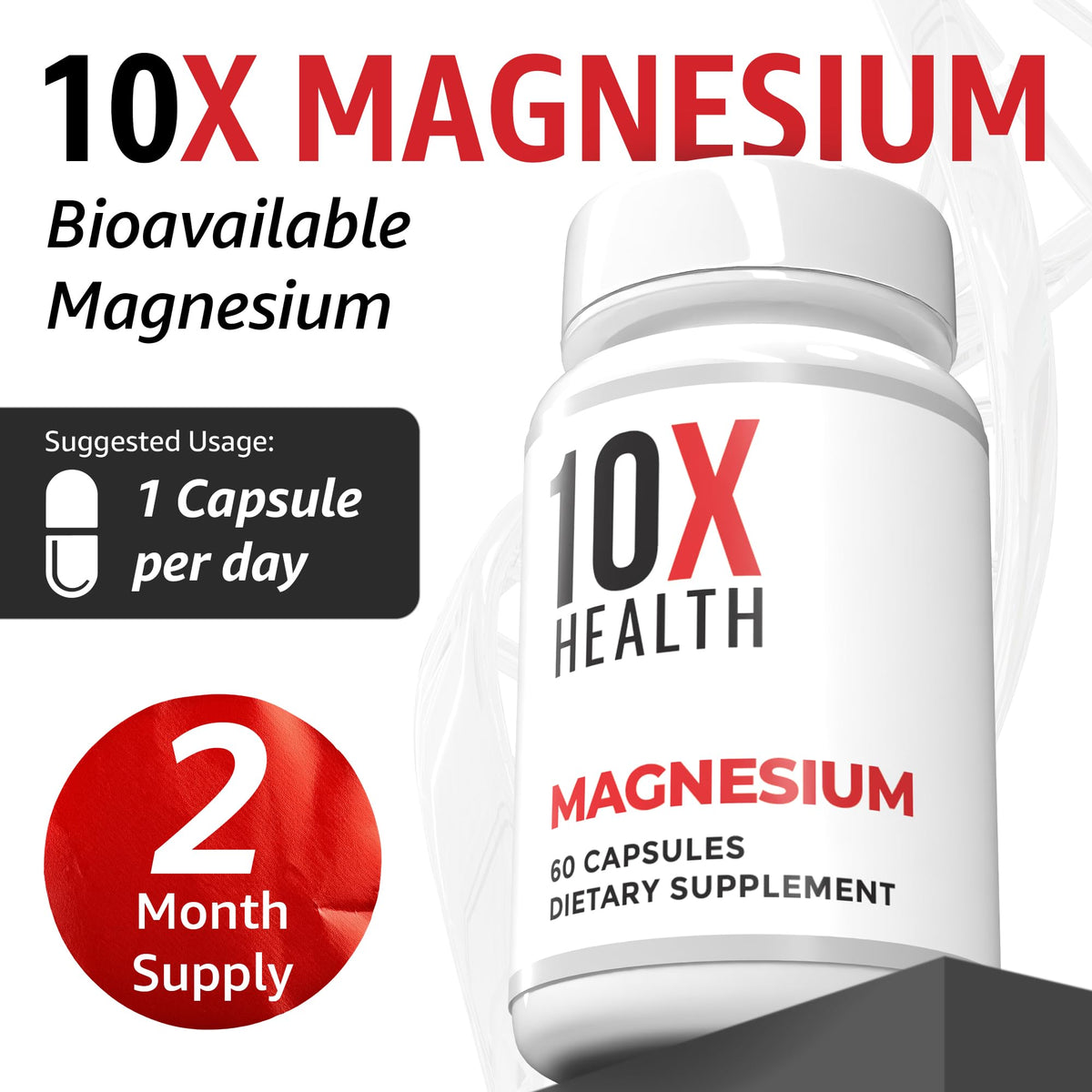 10X Health Magnesium Supplements - High-Absorption Magnesium Citrate for Sleep, Muscle & Nerve Support 10X Health System