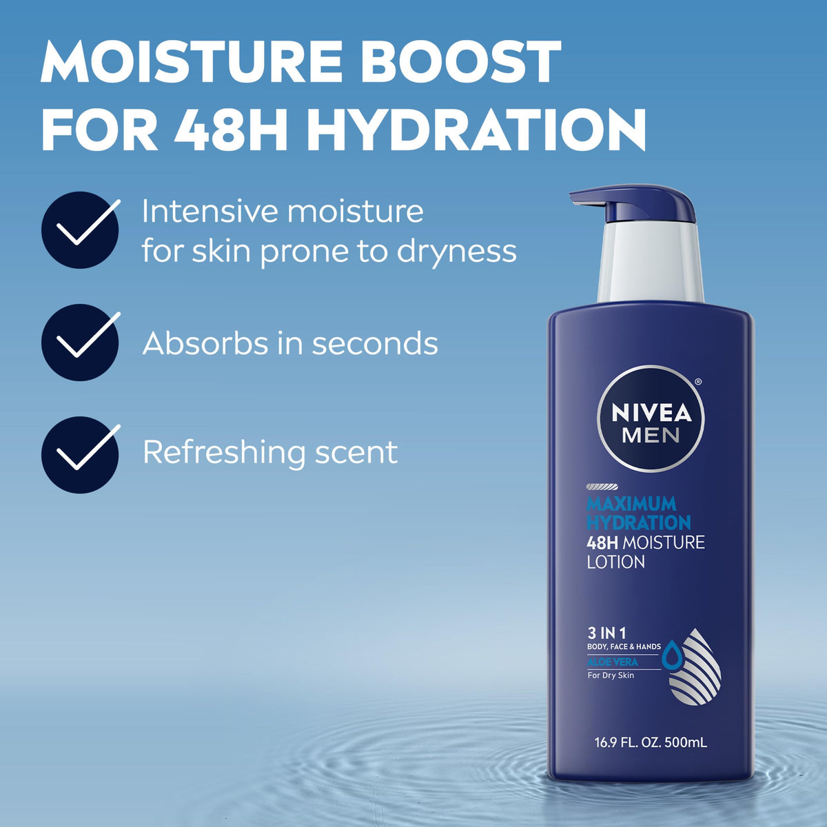 NIVEA MEN Maximum Hydration Lotion, 48-Hour Body Moisturizer, 16.9 FL OZ NIVEA MEN