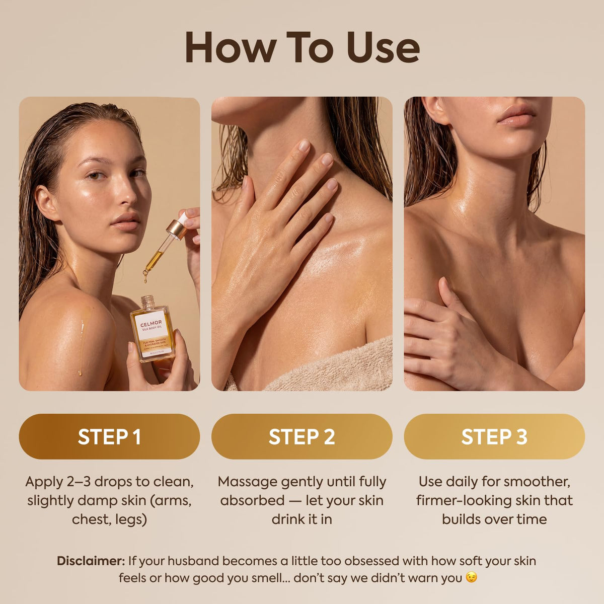 CELMOR Silk Body Oil for Women | Anti Aging, Firming & Moisturizing CELMOR