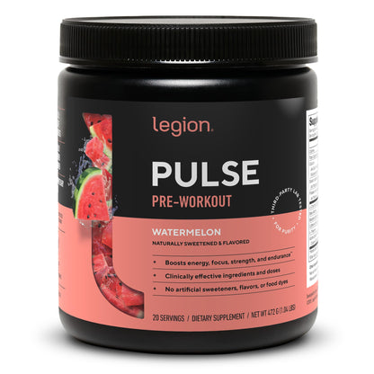 LEGION Pulse Pre Workout Supplement - All Natural Nitric Oxide Preworkout Drink to Boost Energy, Creatine Free, Naturally Sweetened, Beta Alanine, Citrulline, Alpha GPC (Fruit Punch)