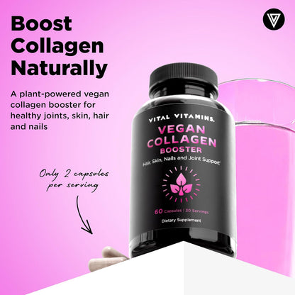 Vital Vitamins Vegan Collagen Booster 60 ct + Hyaluronic Acid Capsules 60 ct Gsupps Australia