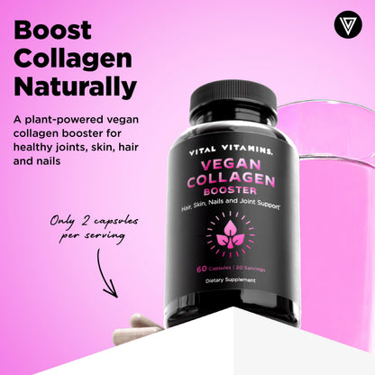 Vital Vitamins Vegan Collagen Booster - with Silica and Hyaluronic Acid - Plant-Based Collagen Supplements Vital Vitamins