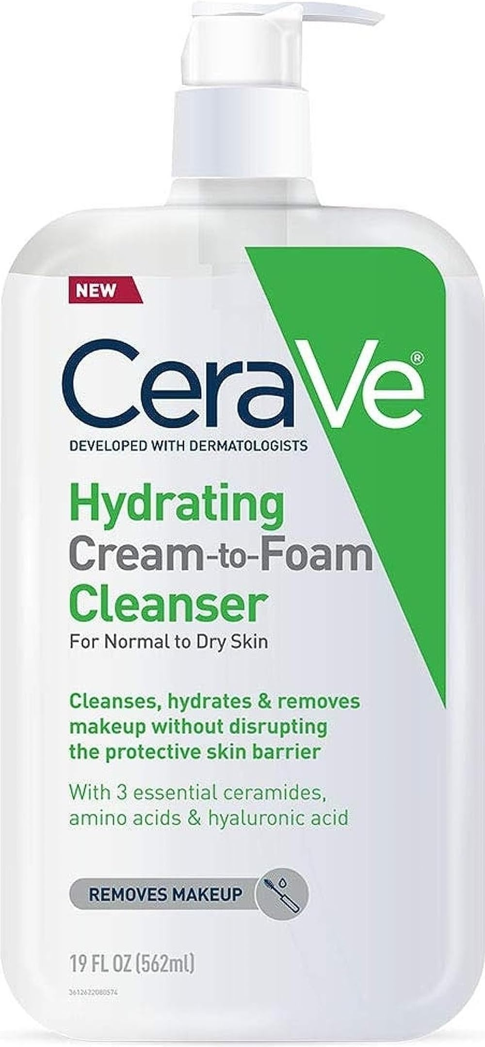 CeraVe Hydrating Cream To Foam Cleanser, Face Wash for Dry Skin, 19oz CeraVe