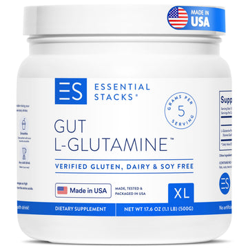 Essential Stacks Gut L-Glutamine Powder - Exclusively Made in USA - Pure L Glutamine Powder for Gut Health (100 Servings, Unflavored) Essential Stacks buy australia supplements