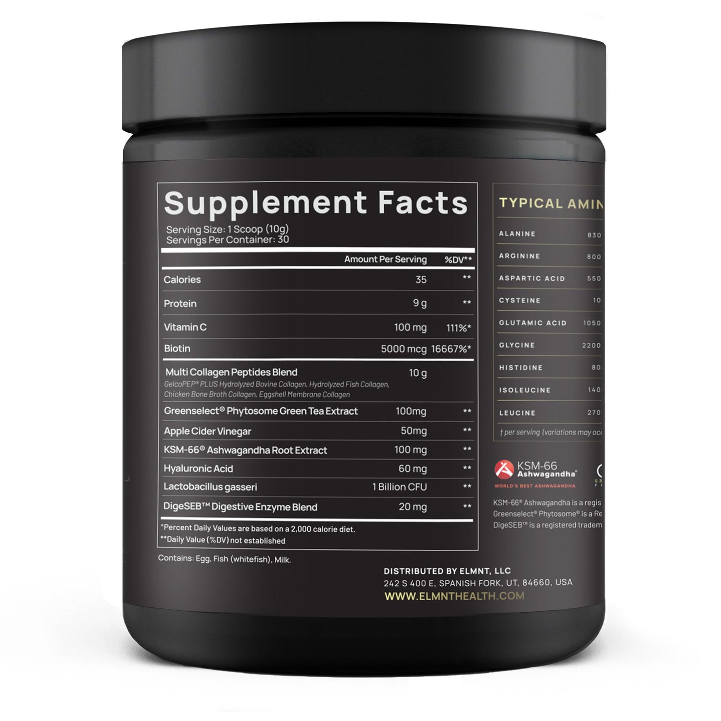Super Collagen Powder for Women Weight Loss + Beauty w. Probiotics, Hyaluronic Acid, ACV, KSM-66, Biotin - Premium Multi Collagen Peptides Protein Supplement TERRA ELMNT
