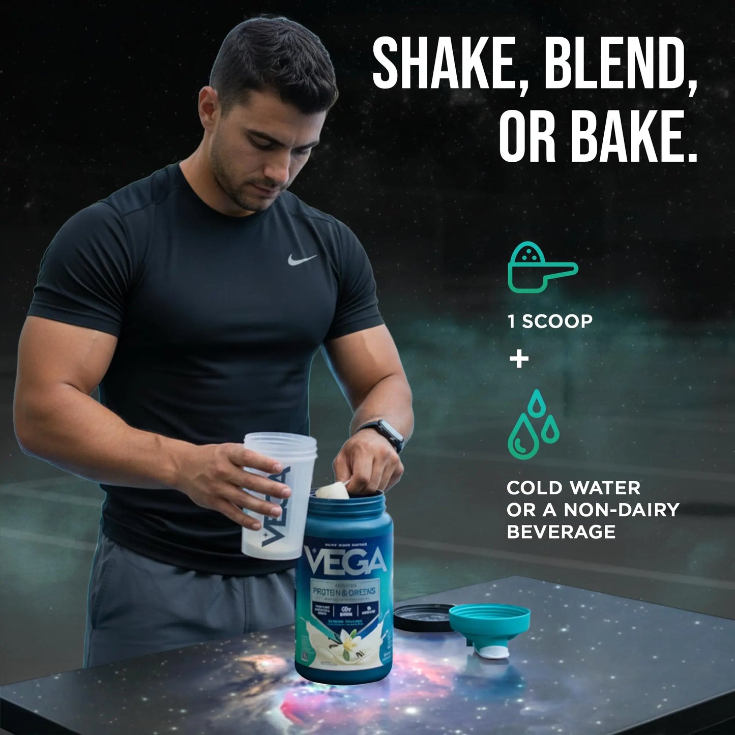 Vega Premium Protein + Supergreens, Creamy Vanilla – 20g Vegan Protein, Dairy & Gluten Free, 26.9 oz (25 Servings) Vega