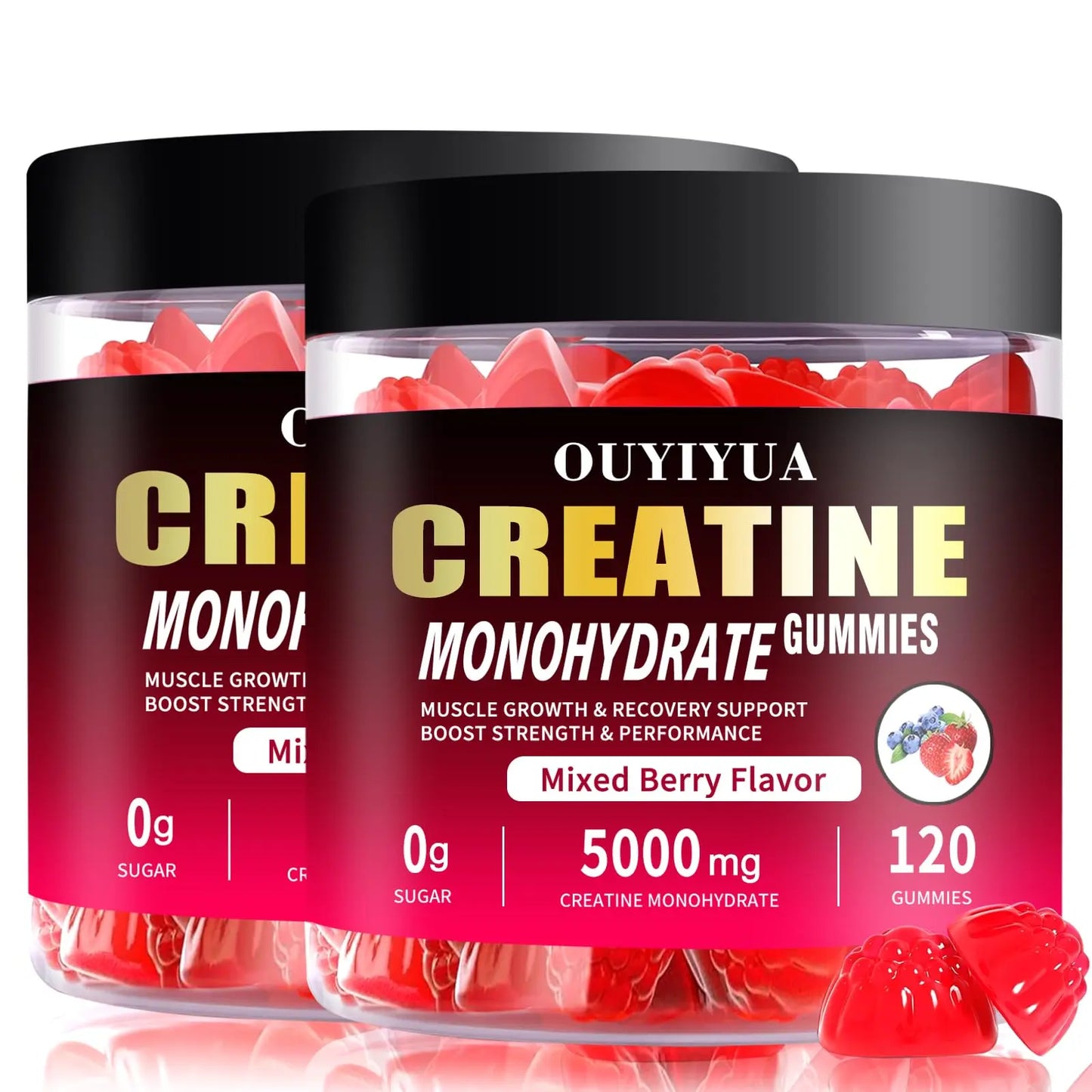 OUYIYUA Creatine Monohydrate Gummies 5000mg for Men & Women - Sugar Free Pre-Workout Supplement, Chewables for Muscle Strength, Muscle Builder, Energy Boost, OUYIYUA