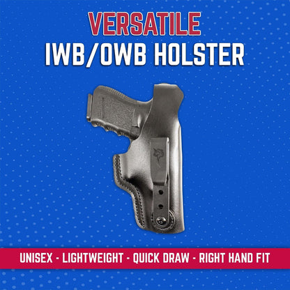 DeSantis Dual Carry II IWB/OWB Holster- Leather Holster, Fits GLOCK 19/19 GEN 5/19X/23/32/36/45/48, Beretta Cougar 9/40, S&W 99/990 L 4"", SIG P225/P228/P229/P225-A1/P220 Carry- Right Hand Draw, Black Gsupps Australia