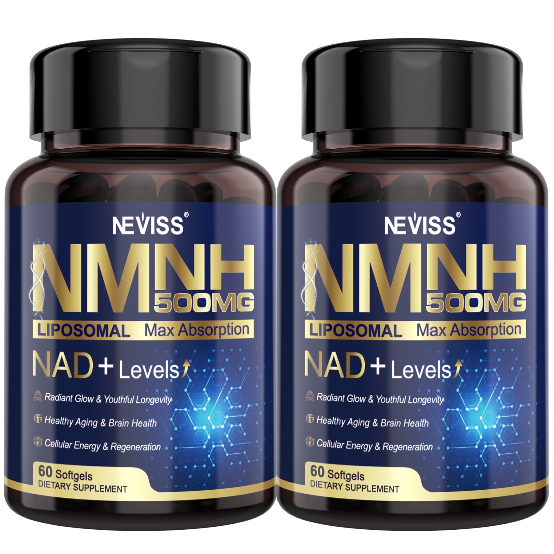 2Pack NAD+ Supplement, Next-Gen NMNH Liposomal 500mg, NR NMN Supplement Alternative, High Absorption NAD+ with Curcumin, Niacinamide for Cellular Energy, DNA Repair, Healthy Aging, 120 Softgels NEVISS buy australia supplements