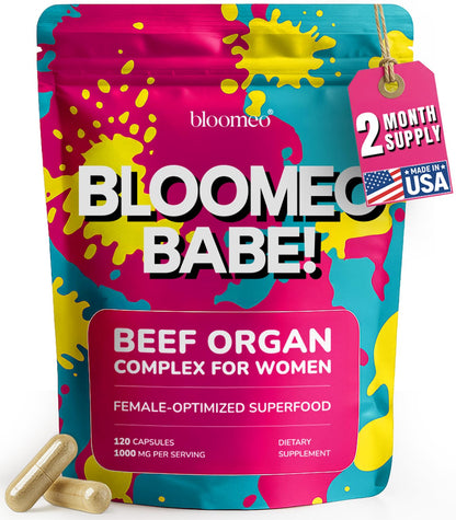 Beef Organ Supplement for Women – Grass Fed Liver, Uterus, Ovary, Heart, Kidney – 30+ Nutrients to Support Hormone Balance, Cycle Health, Energy, Immunity Bloomeo